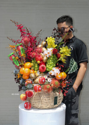 Grand Fortune BS-0493 Flower Fruit Gift Basket