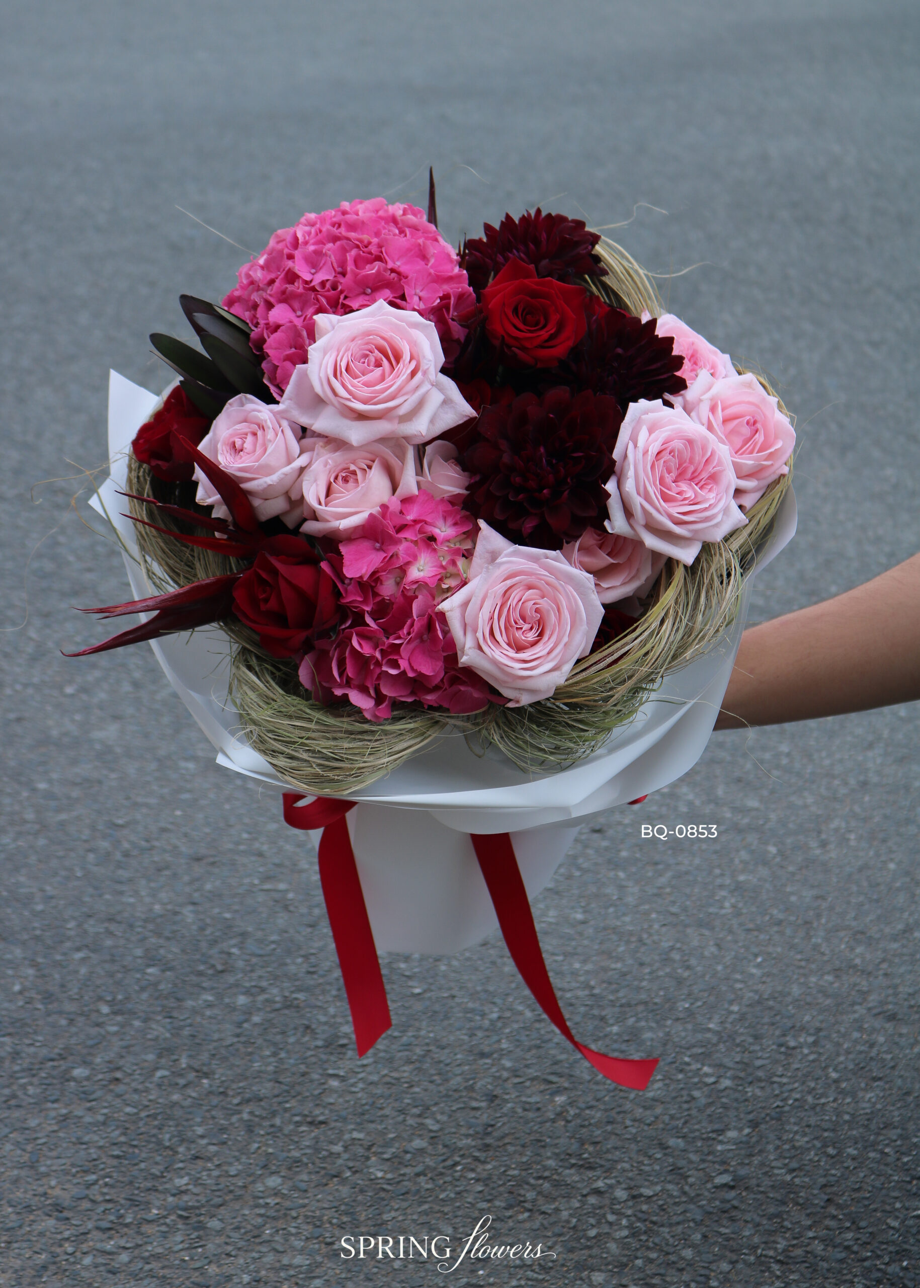 Blush & Crimson Bouquet BQ-0853 - Image 5