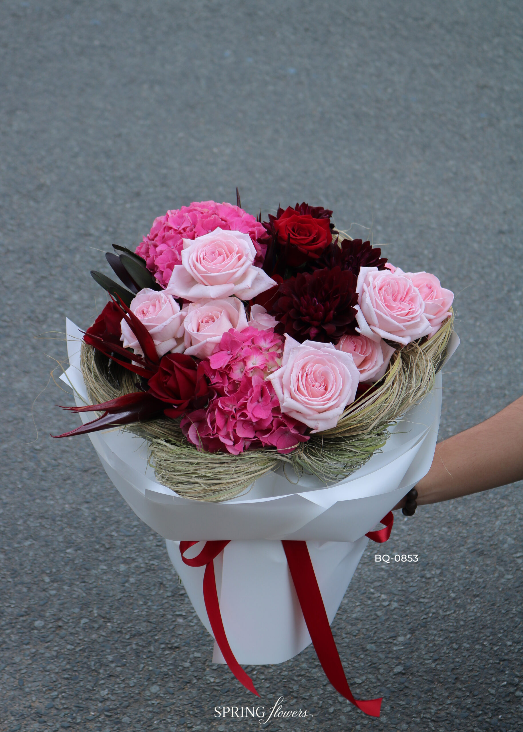 Blush & Crimson Bouquet BQ-0853 - Image 6