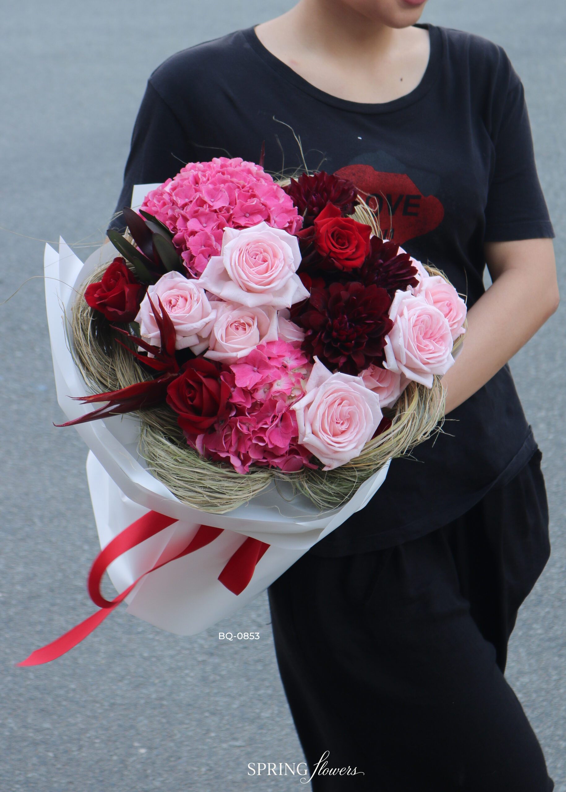 Blush & Crimson Bouquet BQ-0853